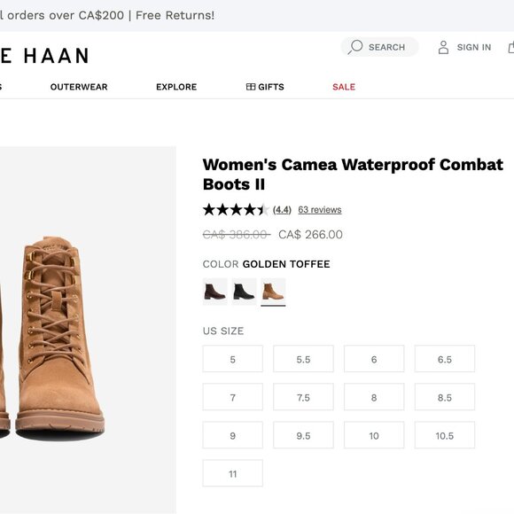 Cole Haan Women’s Camea Waterproof Combat Boots – Size 8 B - Picture 6 of 12